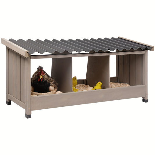 KETIVE Chicken Nesting Box Wall Mounted Wooden Coop Accessories With PVC Roofing 3 Compartments For Hens And Ducks Indoor Or Outdoor Use
