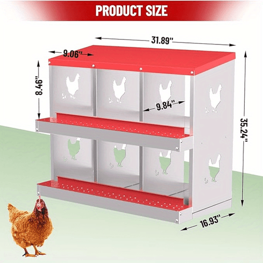 6 Compartments Chicken Nesting Box for Easy Egg Collection