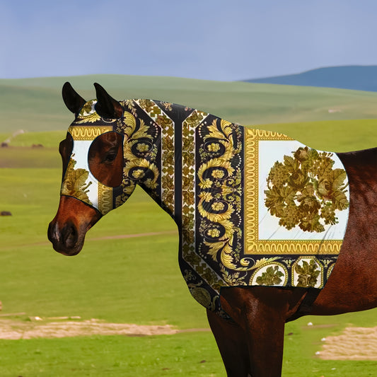 Spring Summer Equine Fly Mask with Zipper Wool Lined for Comfort Large Holes for Secure Fit Suitable for Horses