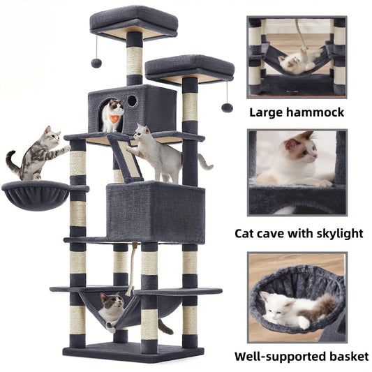 Cat Tree, Large Cat Tower with 13 Scratching Posts