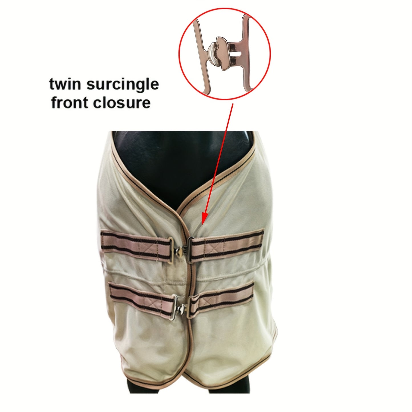Barn and Stable Breathable UV Protection Horse Fly Sheet Lightweight Nylon Mesh Tear Resistant Beige with Brown Trim Removable Leg Straps for All Breeds Equine Summer Protection