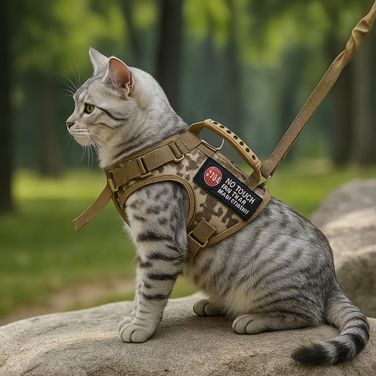Tactical Pet Harness Vest For Cats Or Small Dogs Adjustable Reflective Outdoor Vest With Safety Buckles No Touch No Talk Patch