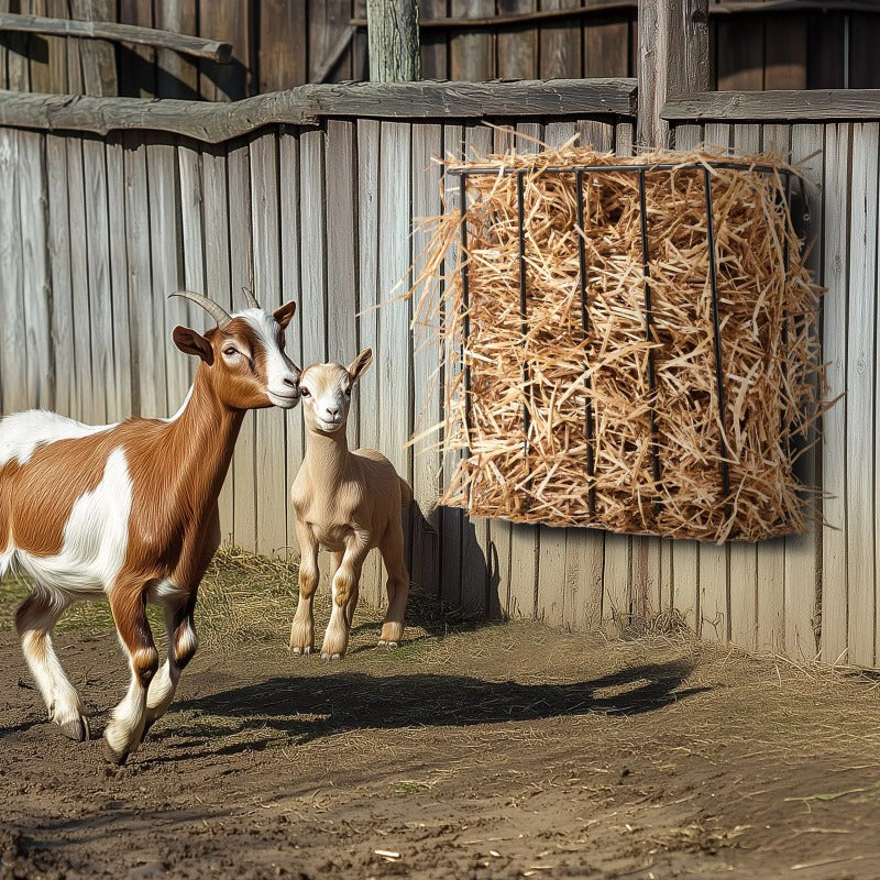 Livestock Hay Feeder 24 Gallon Wall Mounted Goat Hay Rack for Horses