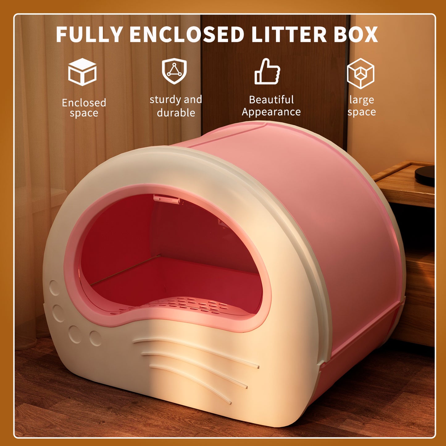 Exquisite Aesthetic Cat Litter Box Fully Enclosed Rounded Shape Durable Easy to Clean Comfortable Toilet Solution for Cats