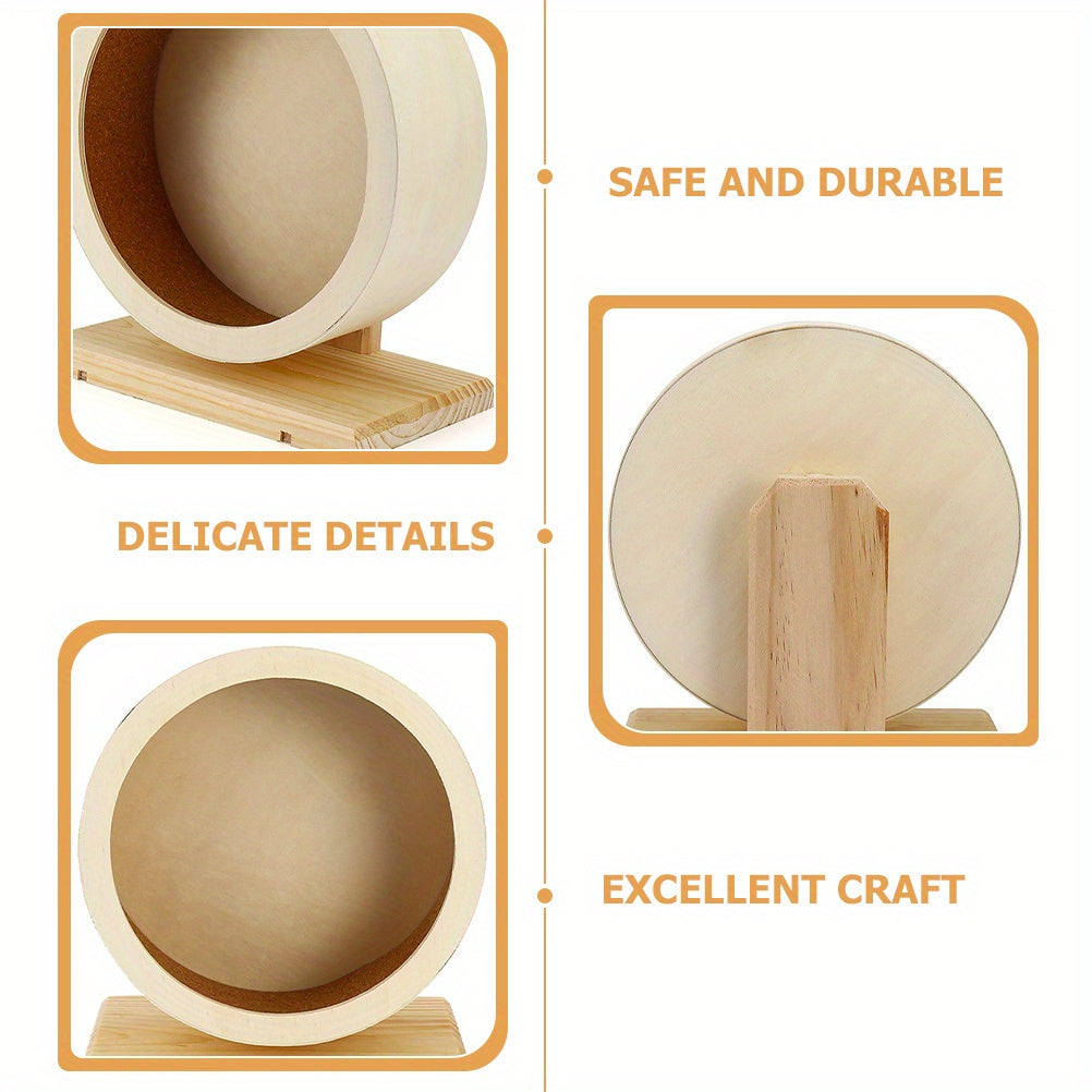1pc Silent Wooden Hamster Exercise Wheel for Healthy Play