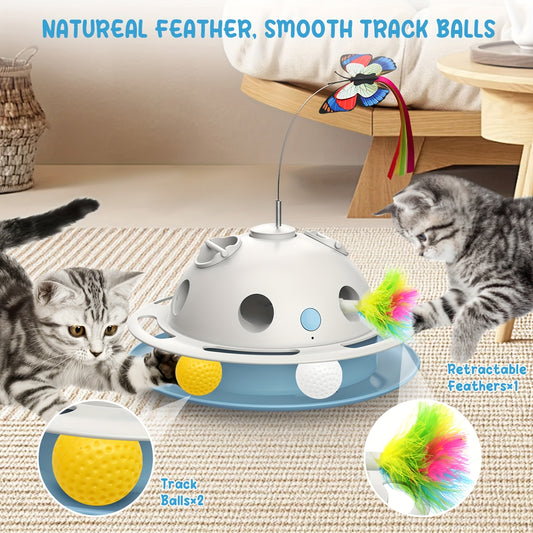 Indoor 4-in-1 Cat Toy, 360° Motorized Butterfly Toy