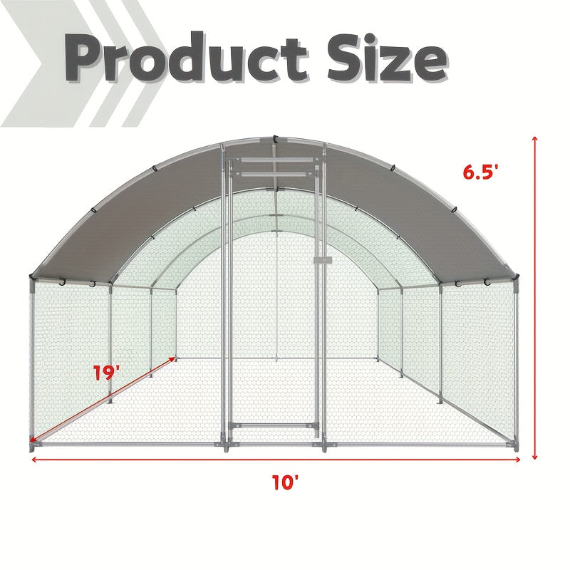 Large Dome Metal Chicken Coop with Shed, 10x19 Run