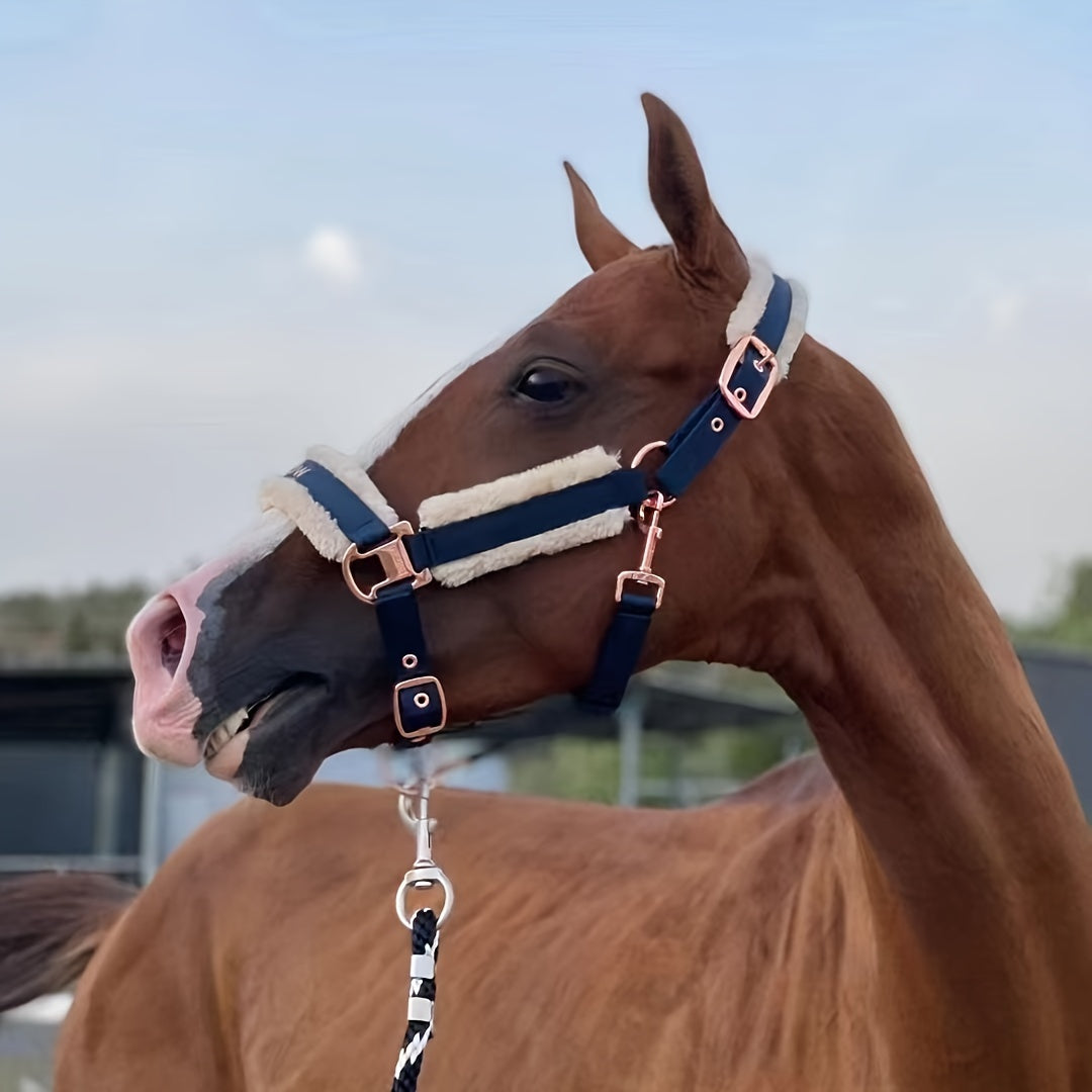 Luxurious Detachable Faux Fur Horse Halter with Glossy Buckle
