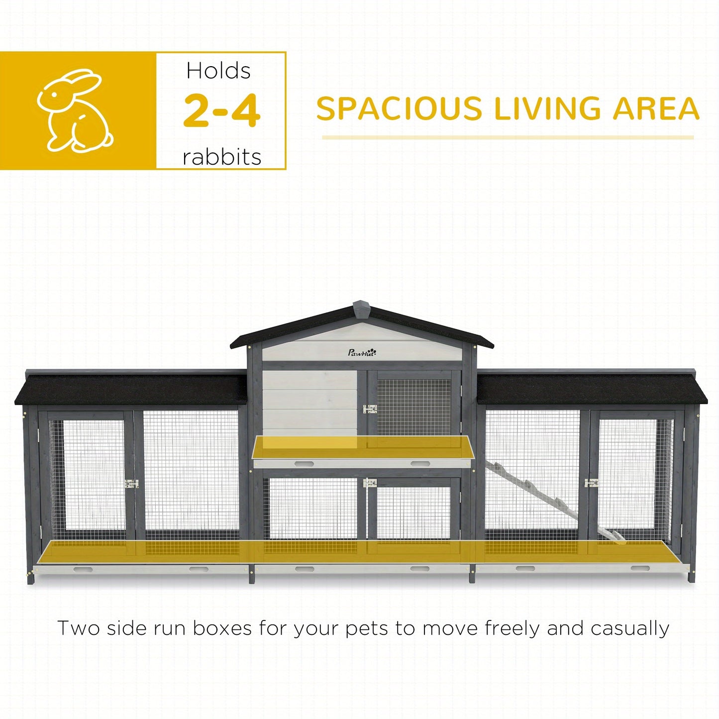Wooden Rabbit Hutch with Double Run Boxes