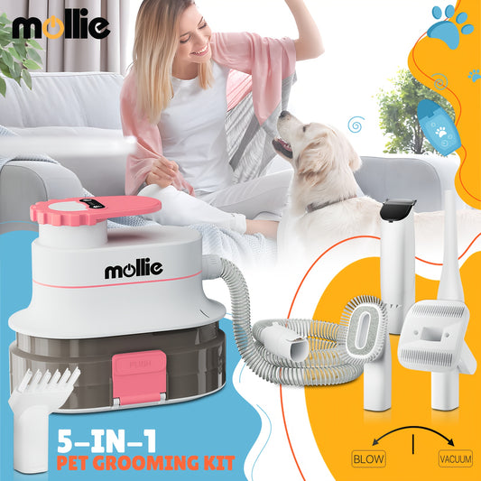 Dog Grooming Kit Vacuum and Blow Dryer Pet Grooming Vacuum with 6 Grooming Tools Trimmer and Guide Combs for Dog Cat and Other Animals