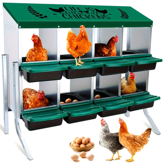Chicken Nests Box Eight Hole Nests for Laying Eggs Chicken Brooder Boxes with Perches to Collect and Protect Eggs