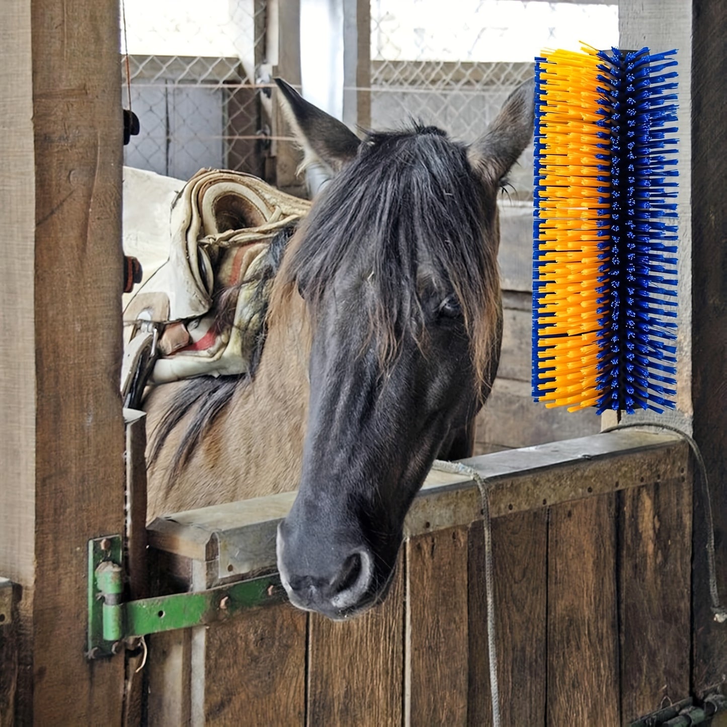 1pc Durable Livestock Scratch Brush 19x8 Inch Ideal for Horse Cow Sheep Grooming Includes Screw On Accessories No Batteries Required Horse Grooming Supplies