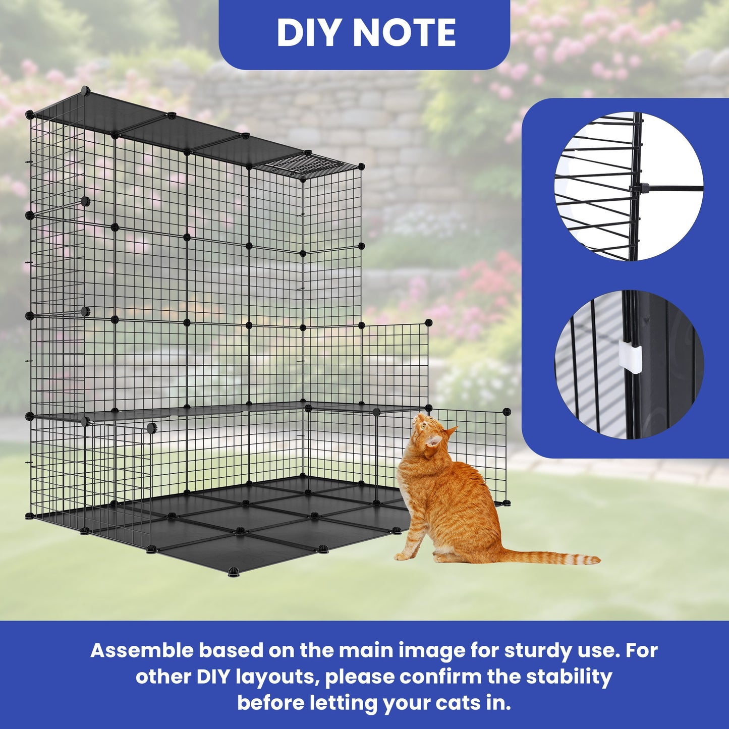 AutoWild Dual Level Indoor Pet Habitat Versatile DIY Playpen for Cats and Small Animals Ideal for Home RV Travel and Camping