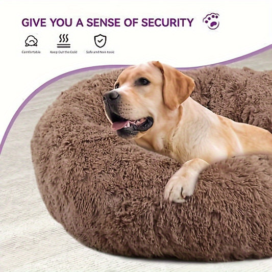 BreezeLodge 36 Inch Calming Dog & Cat Bed Brown Poufs