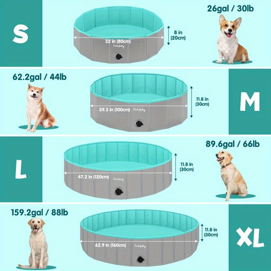 Dog Pool Kiddie Pool with Hard Plate Portable Grey 32''