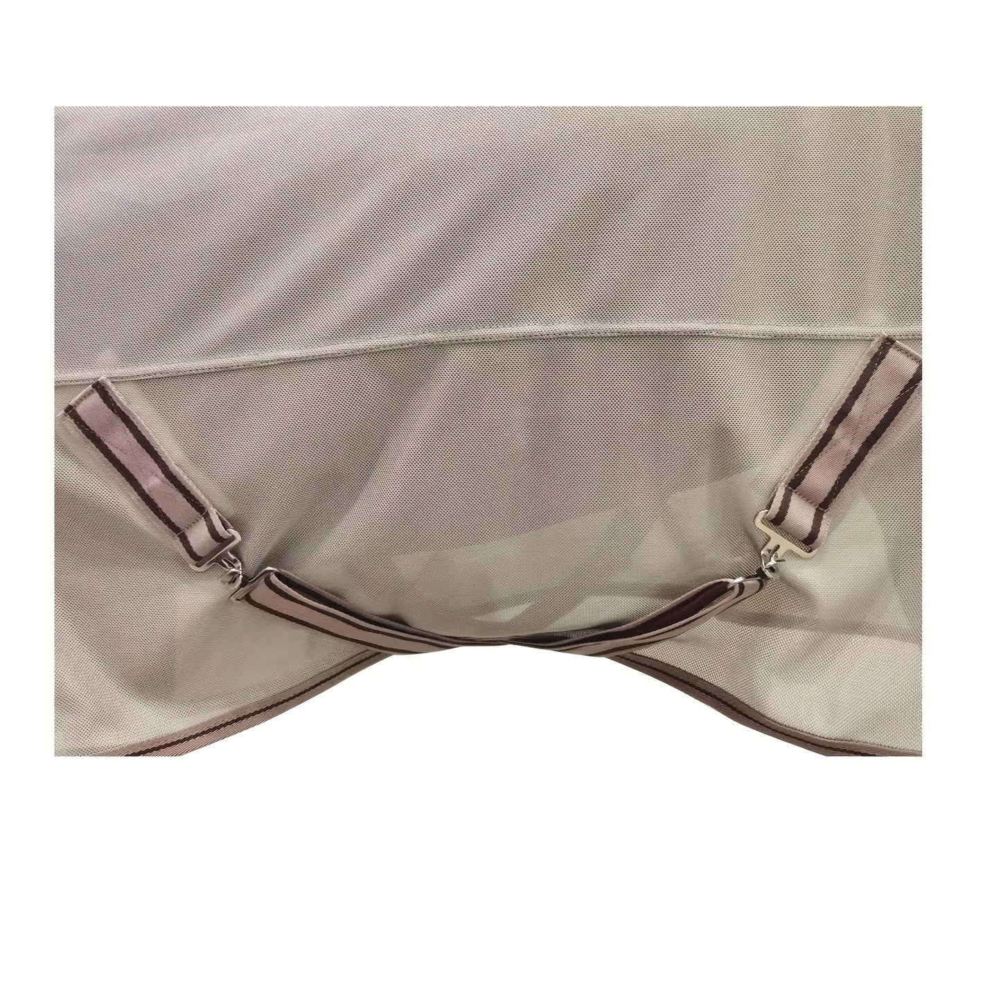 Barn and Stable Breathable UV Protection Horse Fly Sheet Lightweight Nylon Mesh Tear Resistant Beige with Brown Trim Removable Leg Straps for All Breeds Equine Summer Protection