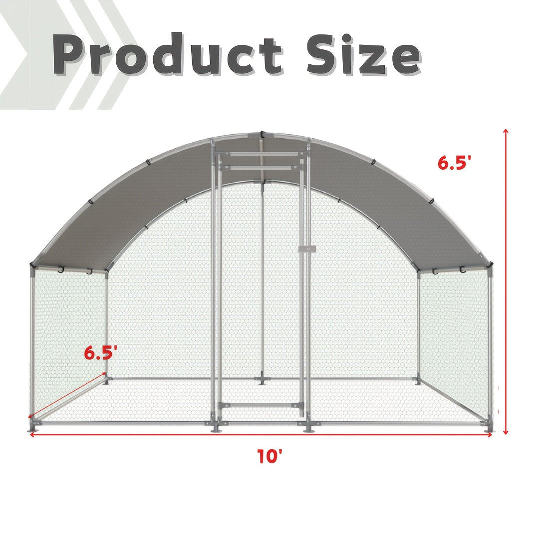 Large Dome Metal Chicken Coop with Shed, 10x19 Run