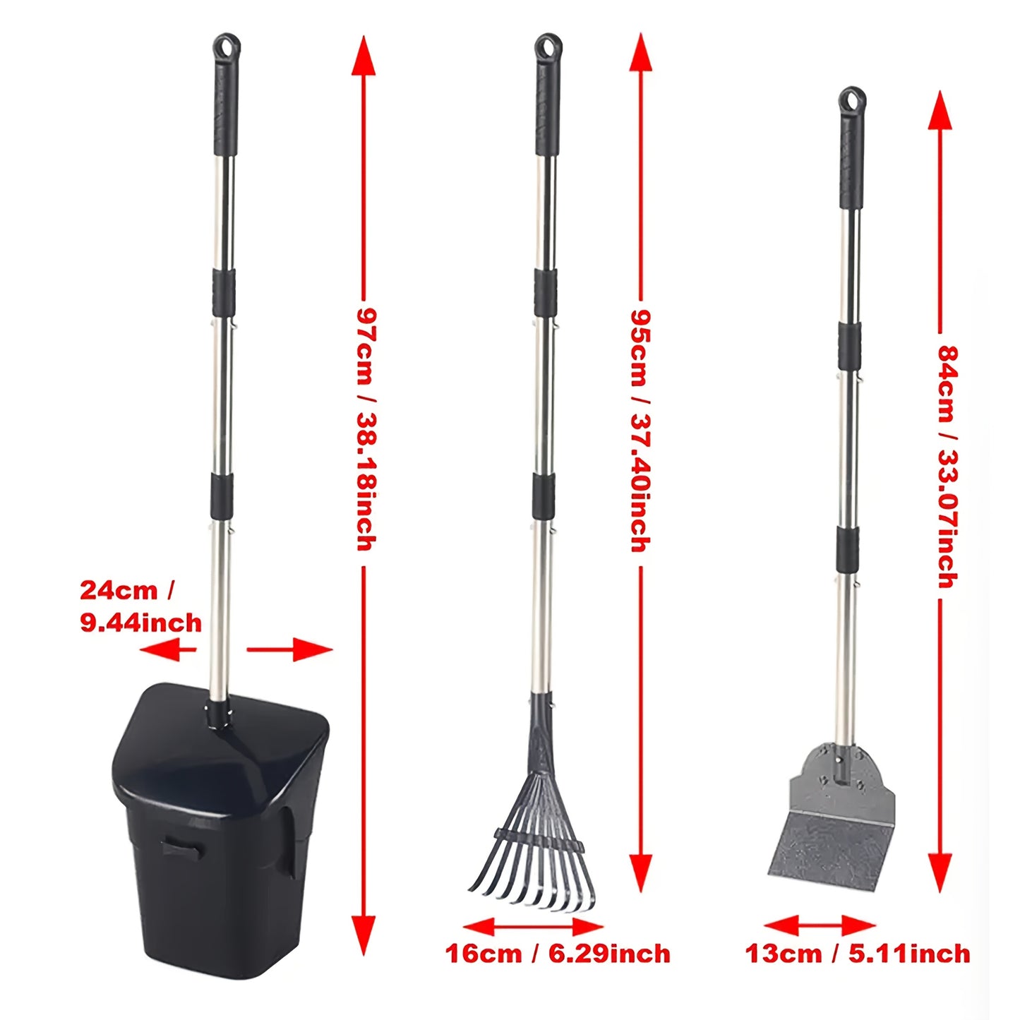 Leaf Pooper Scooper Heavy-Duty Swivel Bin Rake Spade