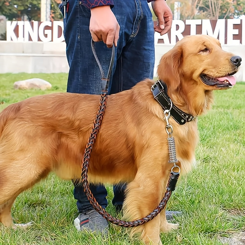 5-Foot Genuine Dog Leash with Cowhide Collar for Dogs